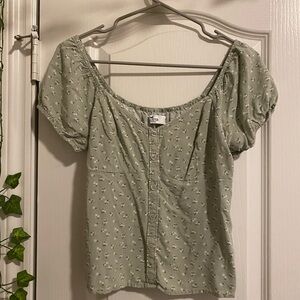 Hollister Sage Green Floral Blouse